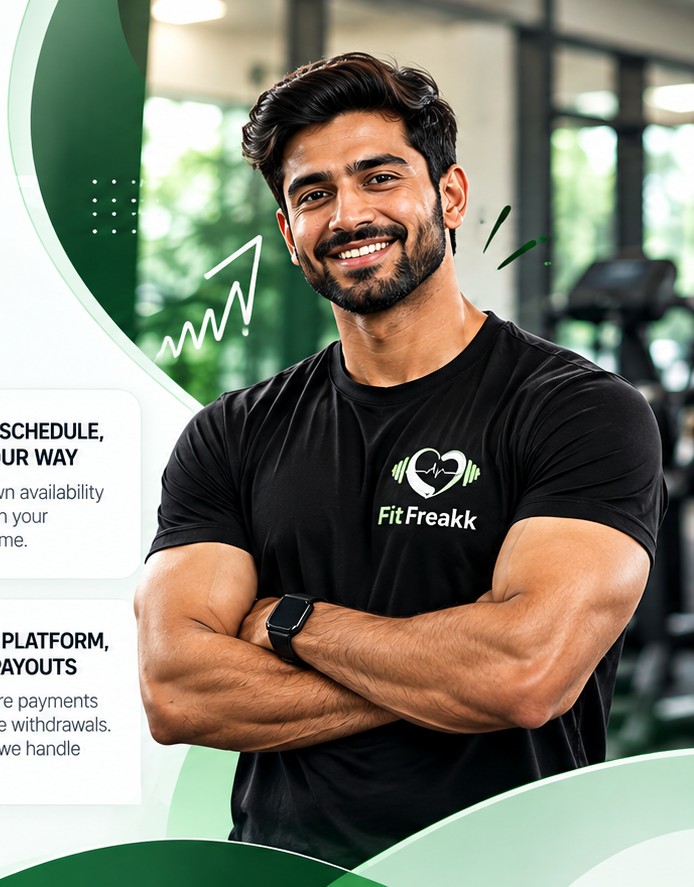 Smiling FitFreakk trainer with arms crossed