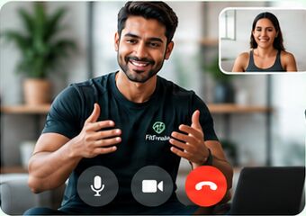 Trainer on a 1-on-1 video consultation with a client