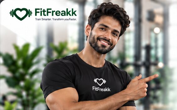 FitFreakk trainer smiling and pointing to the journey steps