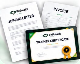 FitFreakk joining letter, invoice and trainer certificate